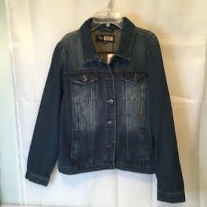 Suzanne Betro 100% Cotton Blue Jean Denim Jacket Interior Exterior Pockets NWT